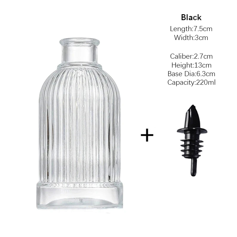 Botella pequeña de vidrio en relieve con tapa, botella de salsa, botellas amargas, edulcorante, botellas cuentagotas, botella de condimentos, accesorios de cocina: Multicolor