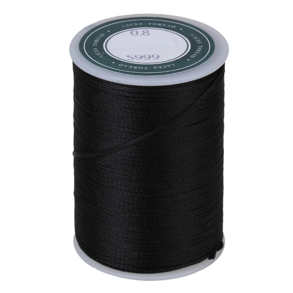 0.8mm sort 3- -lags vokset flad polyestersnor læder sytrådssnor 78m