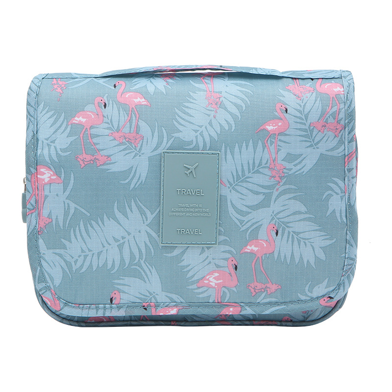 organ paragraph Make up bag Hanging Cosmetic Bags Waterproof Large Travel Beauty Cosmetic Bag Personal Hygiene: Blue flamingo