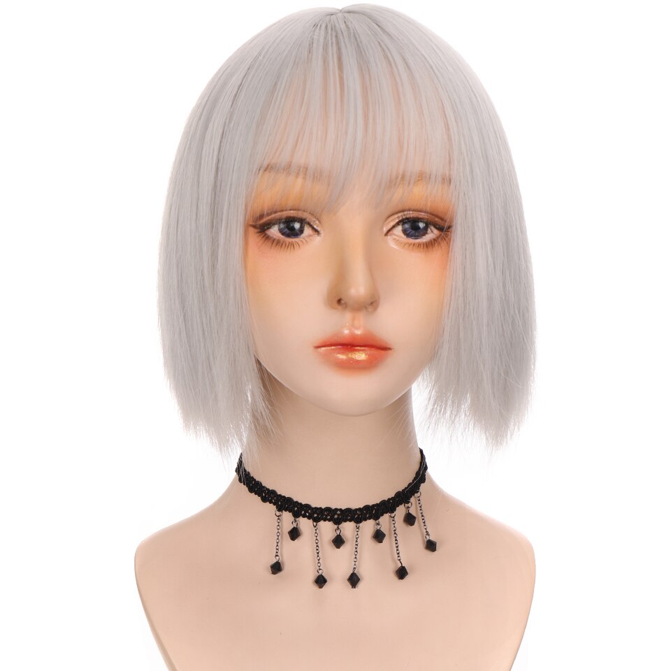 Hoiuyan Kort Haar Bob Synthetische Pruik Meisje Pony Korte Rechte Bob Pruik Hoge Temperatuur Fiber Cosplay Lolita: 4/27HL