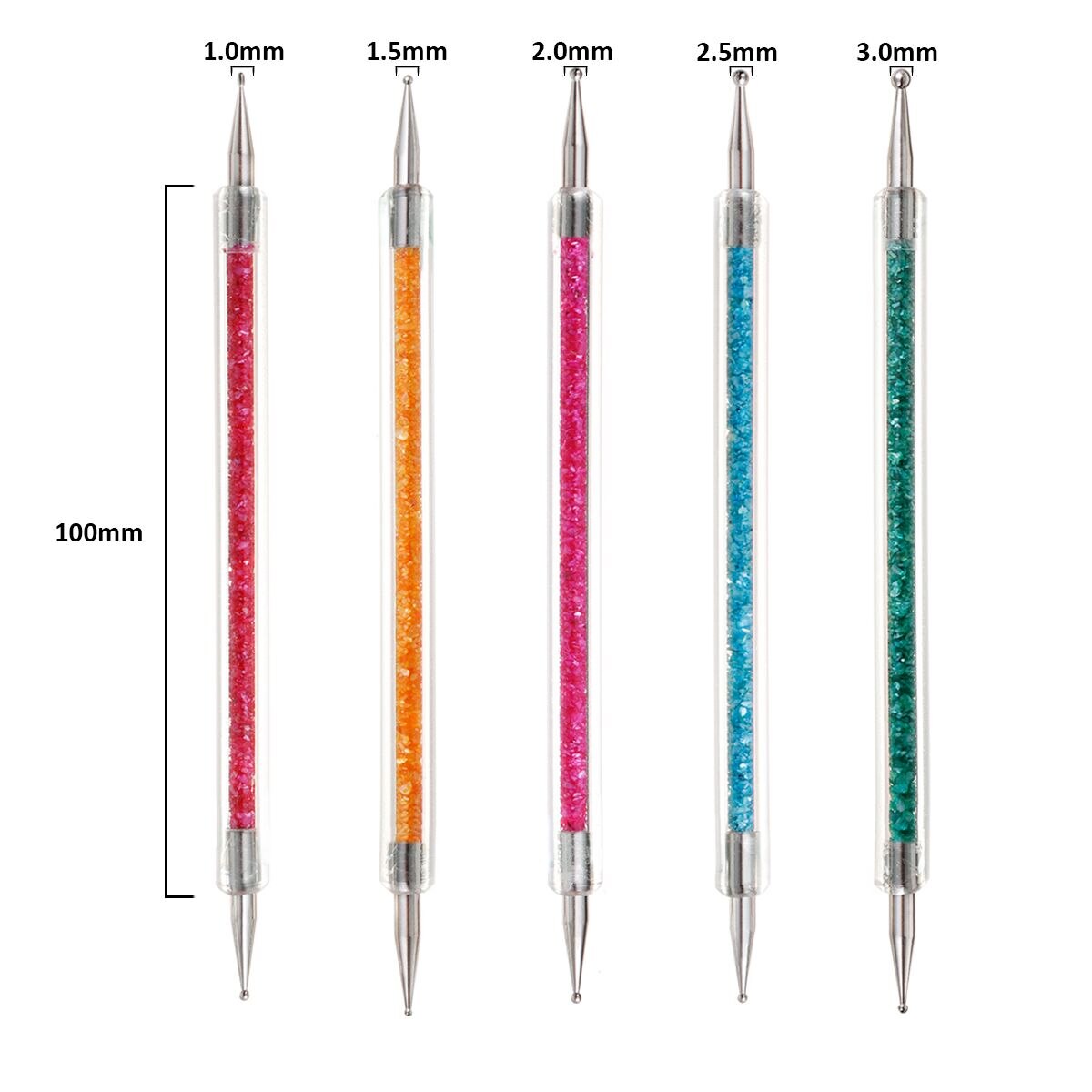 Monja 5 Stks/set Dubbele Hoofd Manicure Borstel Acryl Gel Graveren Pen Strass Kralen Decoratieve Delicate Nail Art Gereedschap: SKU004575