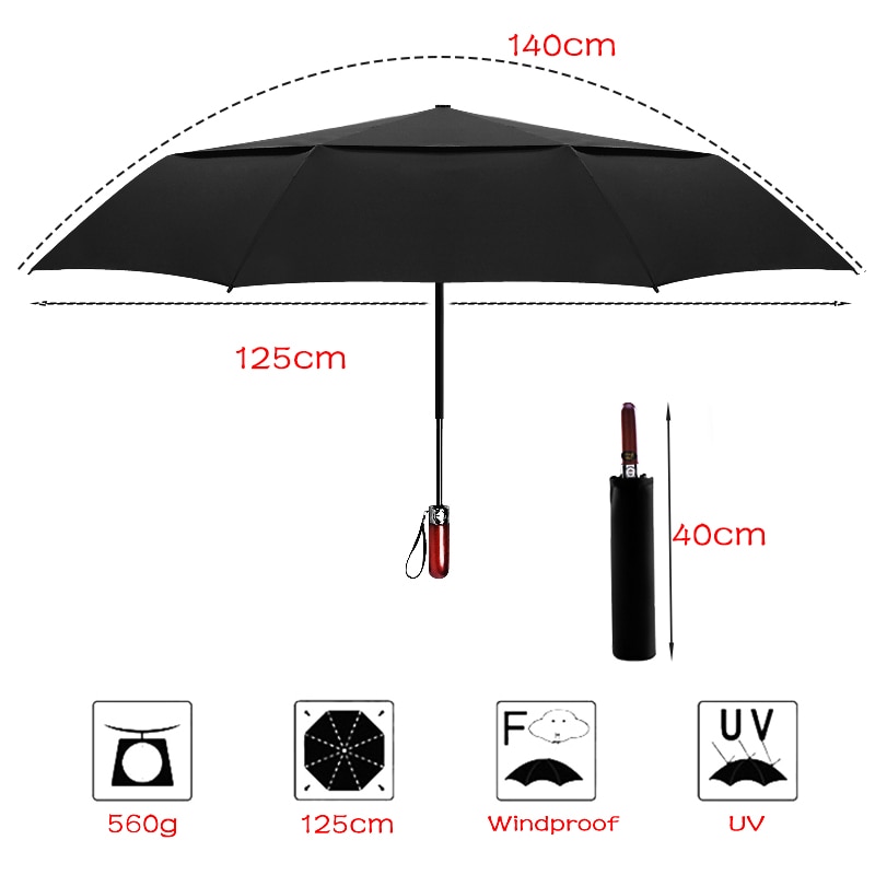 Som regn 140cm store mænd business automatisk paraply regn kvinder stærk vindtæt dobbelt lag folde sol golf paraply uby 30