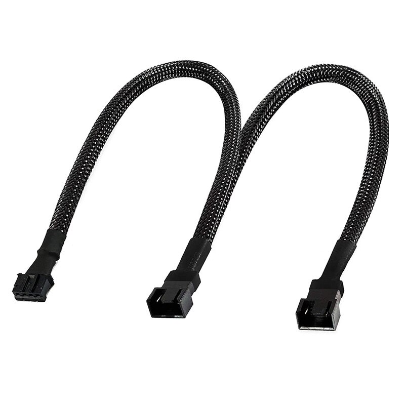 Angitu 4-Pin PWM GPU Dual Fan Splitter Adapter Cable Black Sleeved for Graphics Cards: Default Title