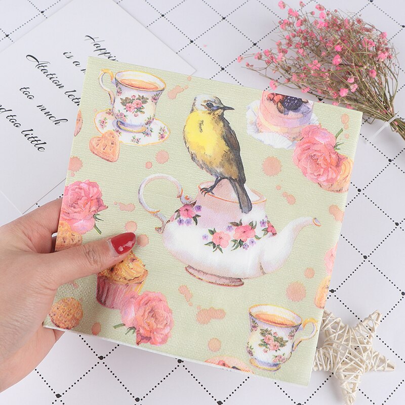 Kotkiddy 40 STK Vintage Floral Vogel Servietten Wasserfarben Gäste Servietten Wildblumen Vogel Dekor Papierservietten Für Bad Geburtstag Baby Shower