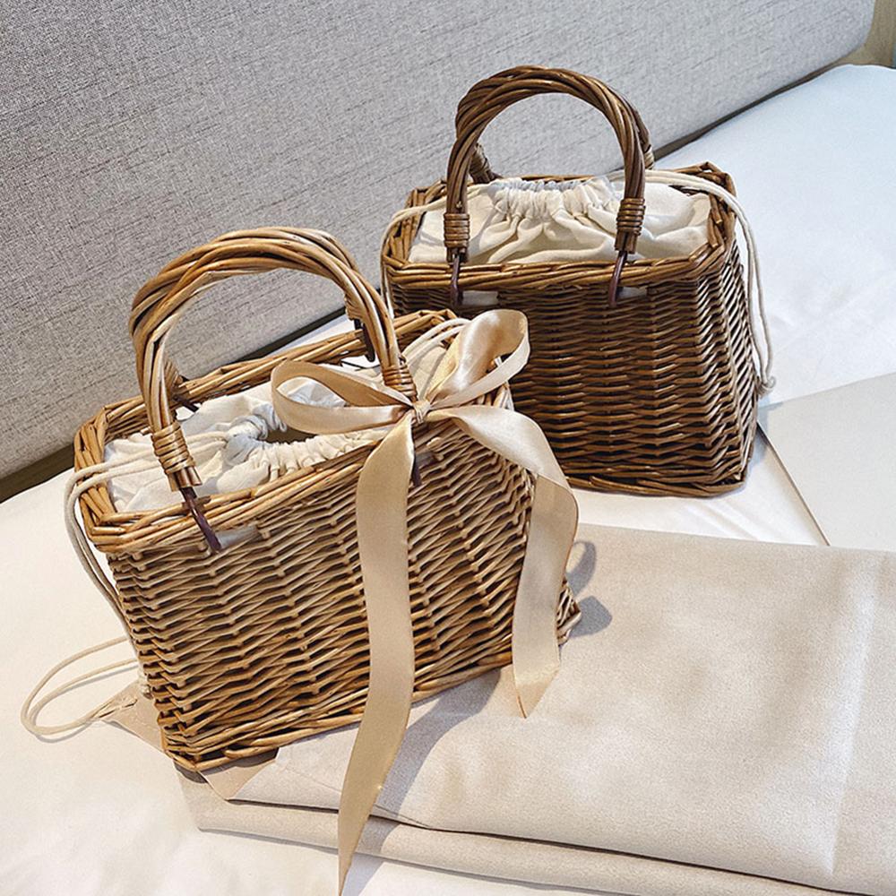 Strand stro tassen dames zomer handtas rotan vierkante tas handgemaakte bali geweven crossbody tas doos bohemien