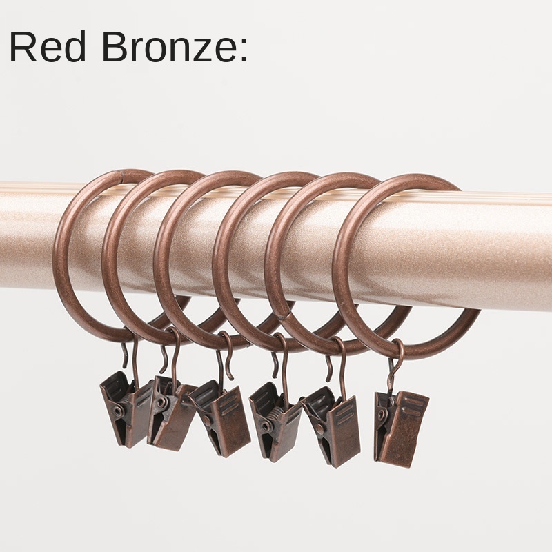 10 Pcs Metall Vorhang Clip Vorhang Ring Schnalle Vorhang Clip Haken Ringe Schellen Gardinen Clips Bad Vorhang Rod Clips Zubehör: Red bronze / 3.0x25mm