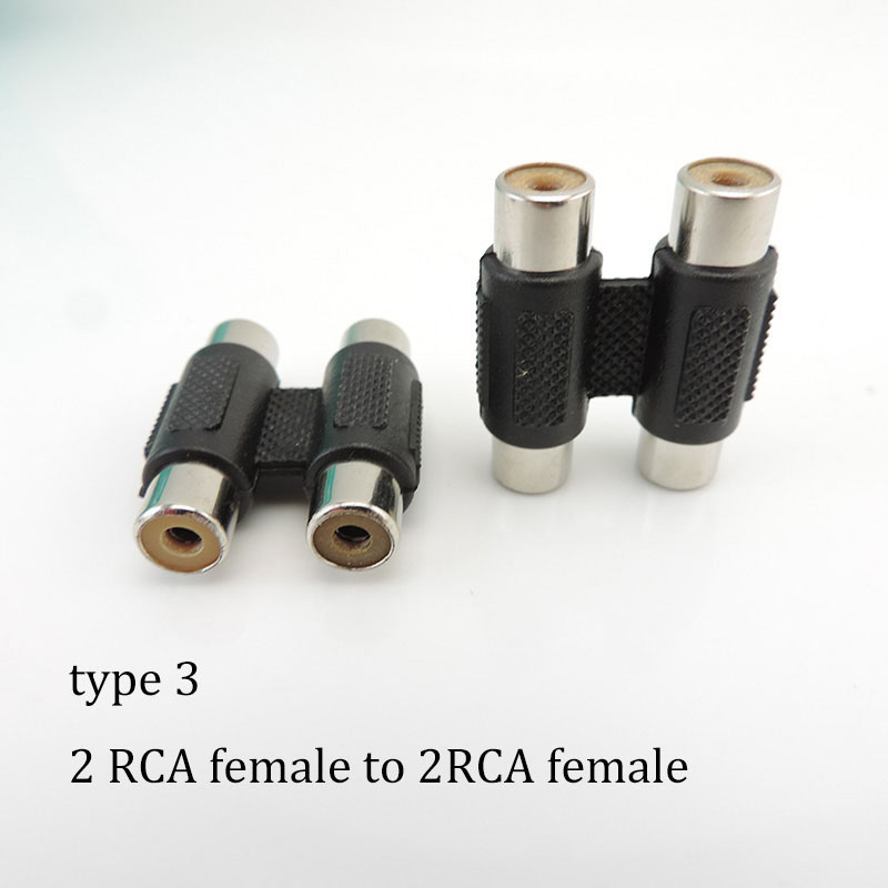 2 pcs rca male female  to 2 rca 3 rca male female rca connector splitter adapter av video audio t plug rca 2 3 way right angel  m20: Lavender