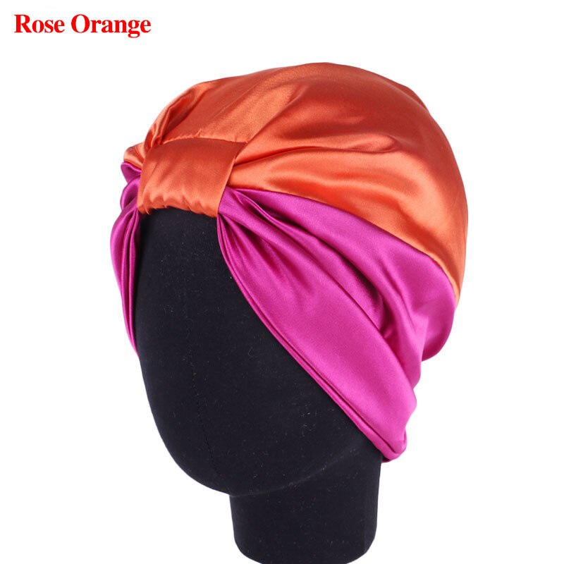 Elastic Double-Layer Stretch Satin Turban Hat Satin Bonnet Salon Bonnet Night Hair Hat For Women Natural Curly Hair Wrap Hat: 6