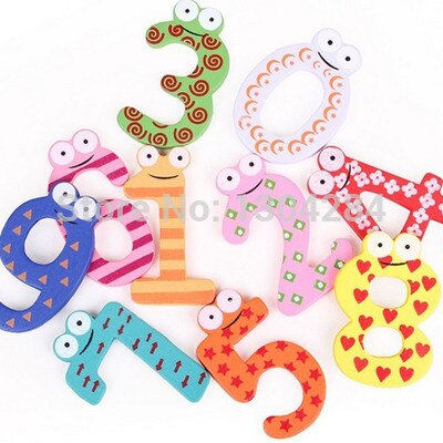 10 unids/set Número de madera 0-9 preciosa nevera juguete de imanes para los niños de los niños