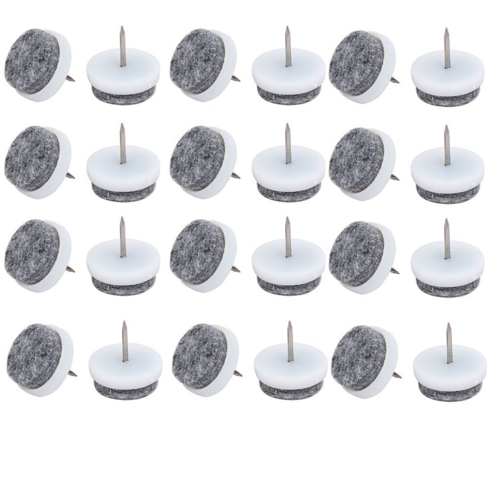 20mm dia witte vilt meubel bank stoelpoot antislip schroef vloer zilveren antislip pad nagelbeschermers 100 stuks