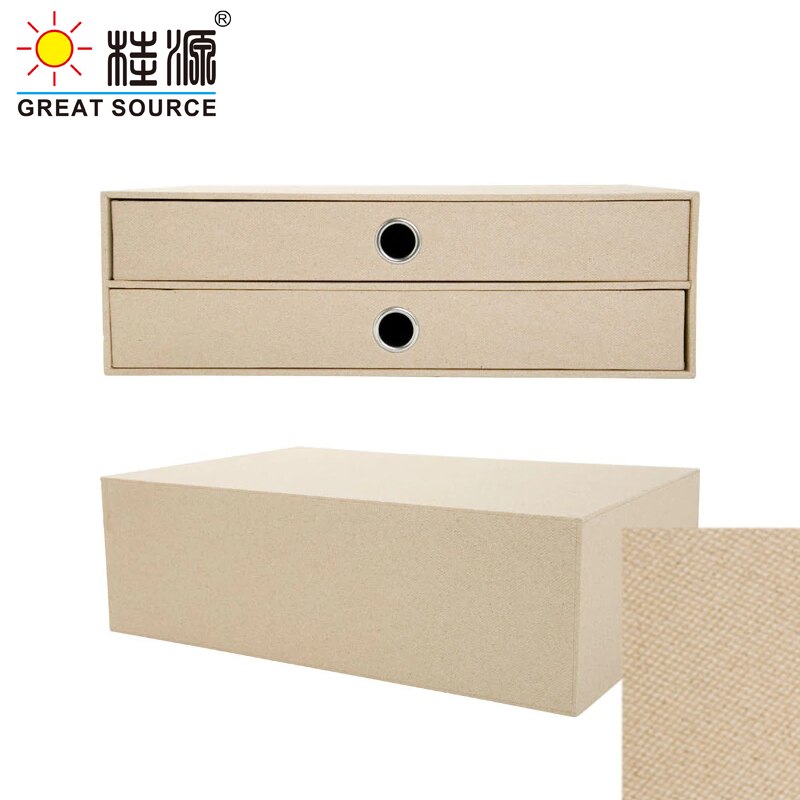 2 couches De Carton de Bureau Ordinateur De Bureau Organisateur De Rangement 2 tiroirs Armoire Beige En Lin Imitation Bois Naturel Papier (2 pièces)
