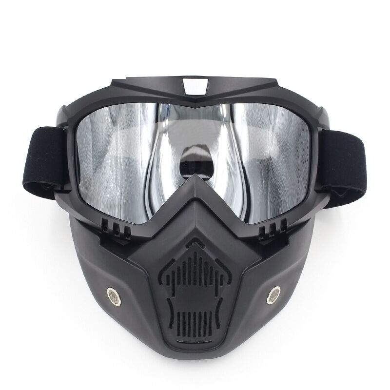 Skibrillen winter winddichte skibrillen motorcross zonnebrillen met gezichtsmasker ski snowboard sneeuwscooterbrillen: Zilver