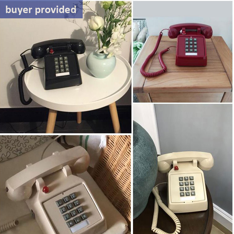 Vintage Telephone Landline Fixed Phone With Mechanical Bell For Desktop Office Home Hotel Bar Decoration Telefone Red Black