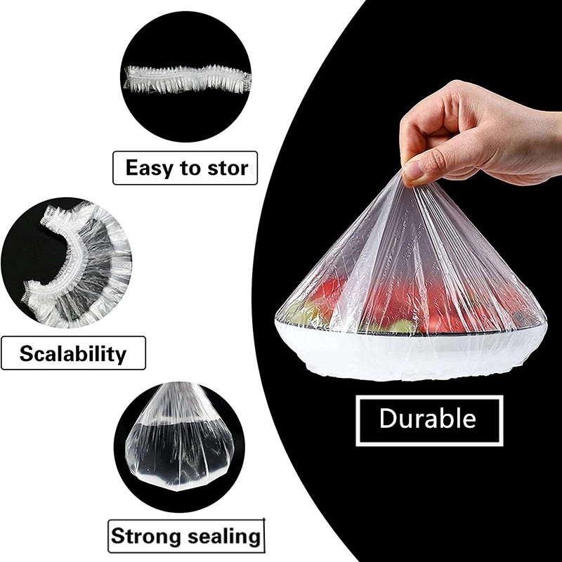 Cubierta desechable reutilizable para alimentos, envoltura de plástico, tapas elásticas duraderas para alimentos para tazones, cubiertas de platos elásticos para cocina, bolsa de ahorro de alimentos
