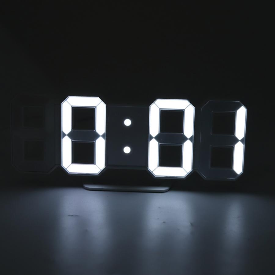 LED Digital Clock Bedroom Desktop Snooze Alarm Clock Home Decoration White Shell: White