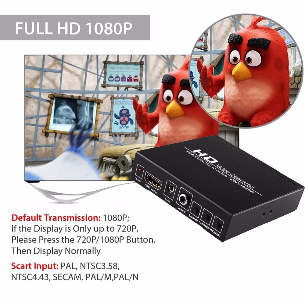 SCART HDMI zu HDMI Konverter Volle HD 1080P Digital hoch Definition Video Konverter EU/uns-Energie Stecker Adapter für HDTV HD