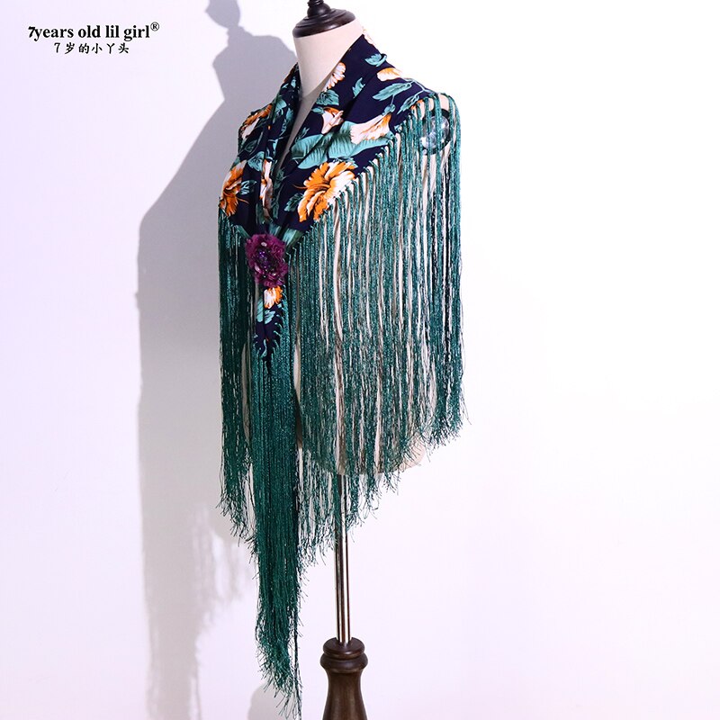Flamenco Ats Buikdans Hollow Out Drie-Dimensionale Jacquard Perspectief True Fluwelen Sjaal Kruis Twiel CB10