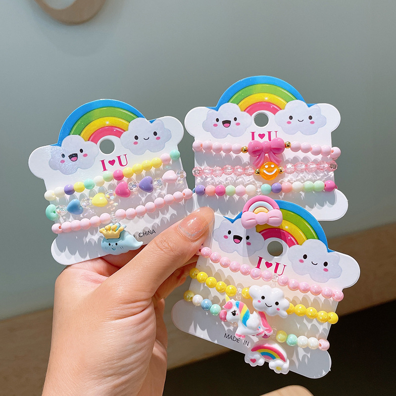 3 uds Qute pulseras de resina coloridas Kit de pulseras para niñas pequeñas pulsera con dijes de para niños accesorios de joyería para fiestas