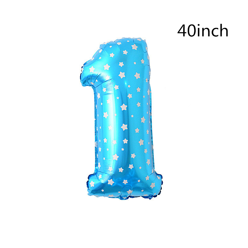Ballons pour bébé 1 premier anniversaire | Ballon pour fille et garçon de 1 an, ballons avec numéros à feuille d'aluminium, décoration de fête pour enfants, de fête: 40inch blue 1