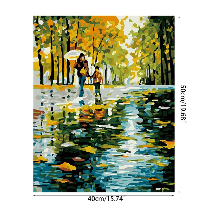 Paint For Adults and Kids DIY Oil Painting Kits Pre-Printed Canvas Love the Rain