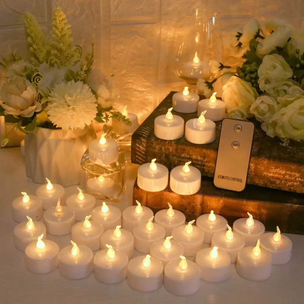 Battery Operated Tea Light Candles with Remote Control 12/24Pack Flameless Flickering LED Realistic and Bright Electric Candles