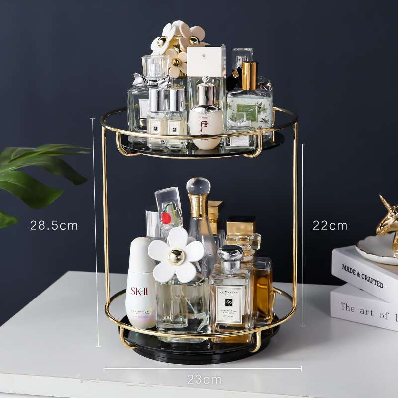 Anfei ankom parfume opbevaring organisator metal guld læbestift kosmetisk arrangør roterende kage display arrangør