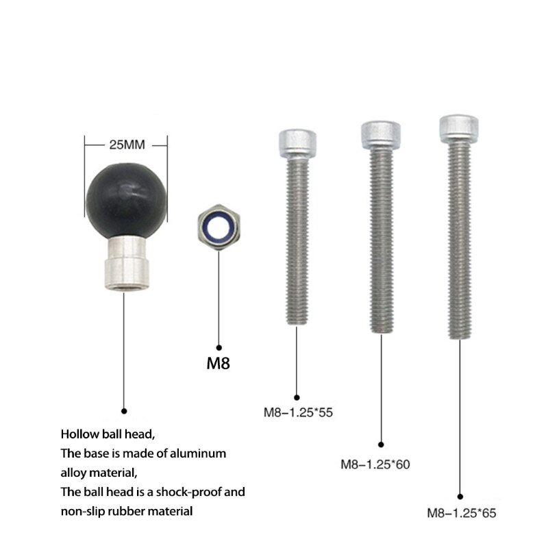 Motorrad Lenker Klemme Basis 1 zoll 25mm Ball mit M8 Schrauben für montieren Telefon T21A
