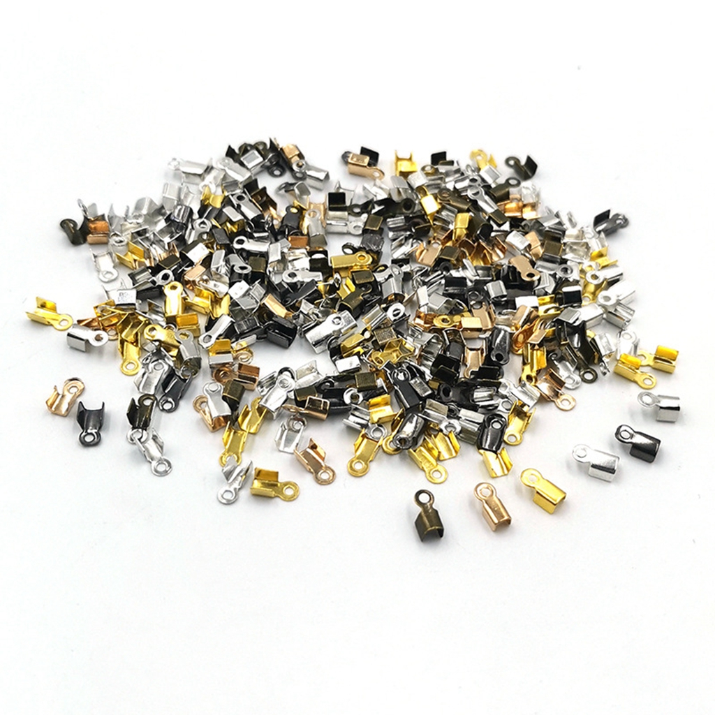 200 Stks/partij 6 9Mm Cove Sluitingen Cord End Caps String Lint Lederen Clip Tip Vouw Crimps Connectors Voor Sieraden maken