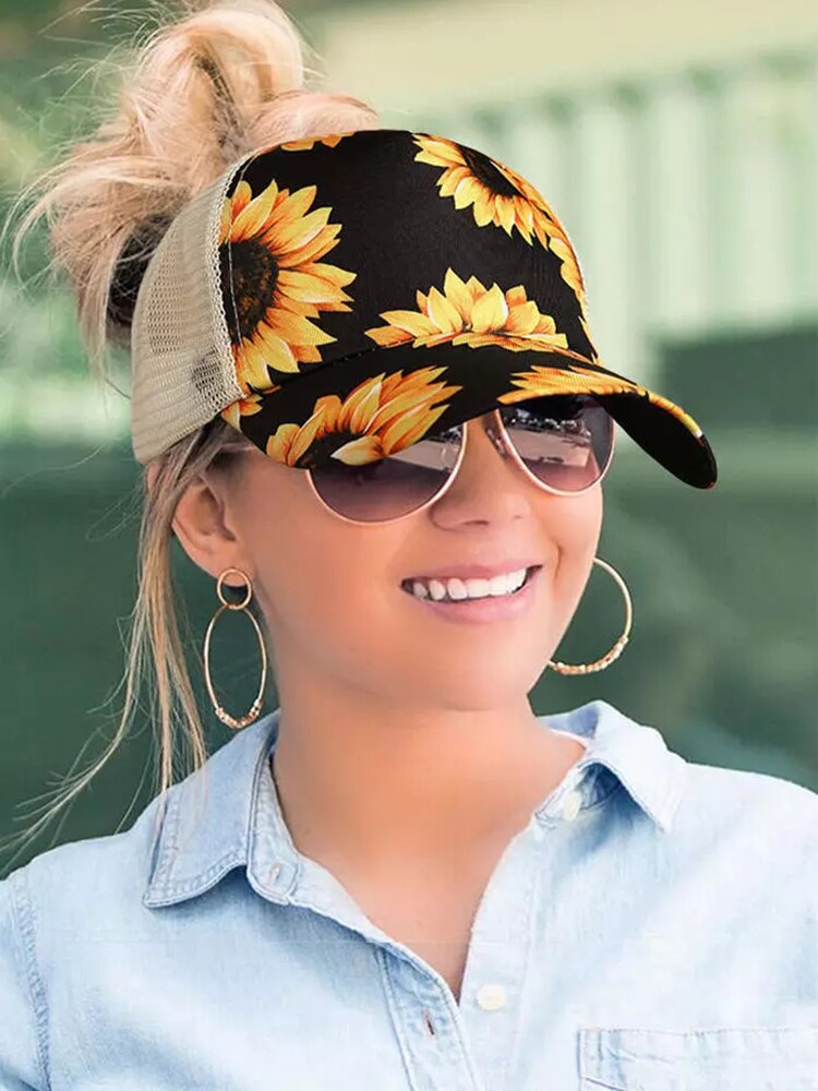 Berretto da Baseball con scollo incrociato incrociato in maglia di girasole cappellino da Baseball in maglia Casual cappelli Snapback regolabili