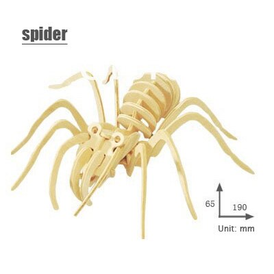 3d three-dimensional wooden animal jigsaw puzzle toys for children diy handmade wooden jigsaw puzzles Animals Insects Series: spider