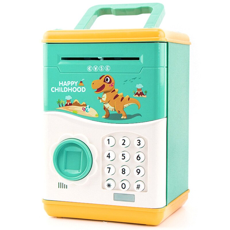 Elettronico porcellino Banca mini ATM Moneta Dei Soldi Scatola di Risparmio per I Giocattoli Dei Bambini Automatico di Impronte Digitali Aprire Tyrannosaurus: Default Title