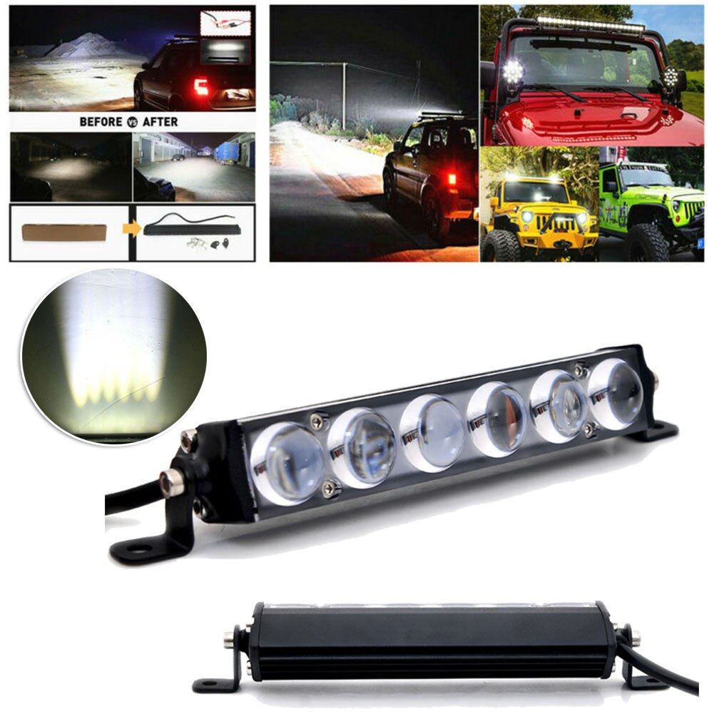 60W LED light bar 6 Leds Car Truck Slim Single Row Spot Beam Waterproof