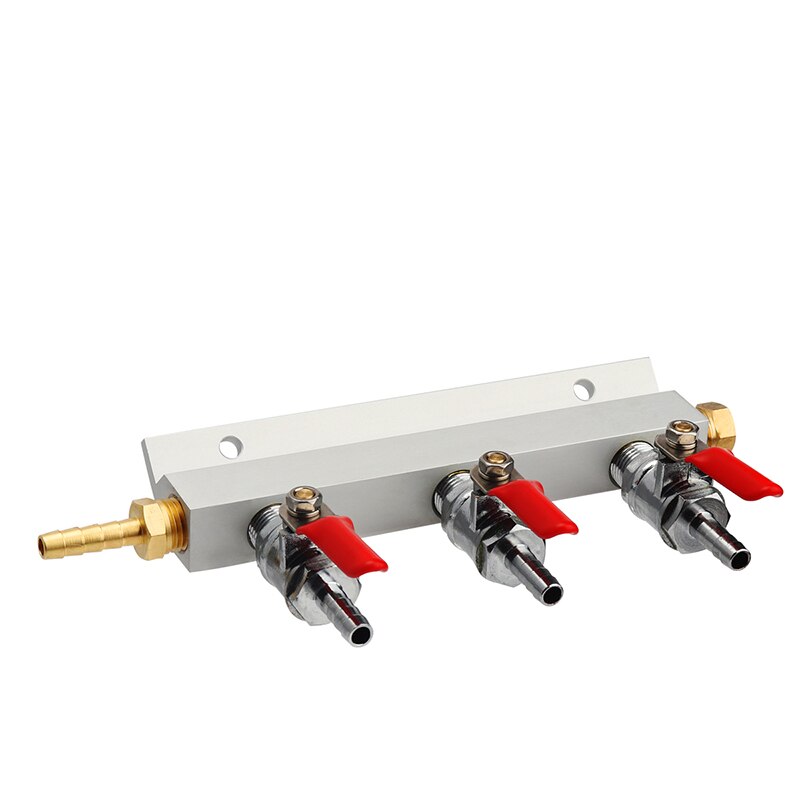 3 Way CO2 Gas Distribution Manifold with 9mm Hose Barb inlet/outlet fittings For Draft Beer Keg, Home brewing Check Valves