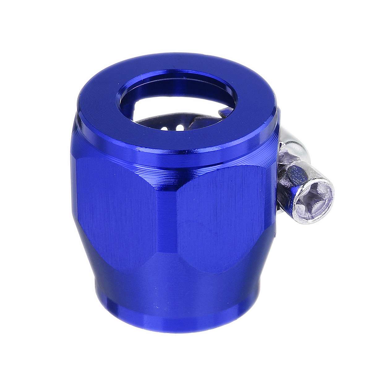 AN8 Hex Hose Finisher Clamp With Screw Band Hose End Cover Fitting Adapter: Blue