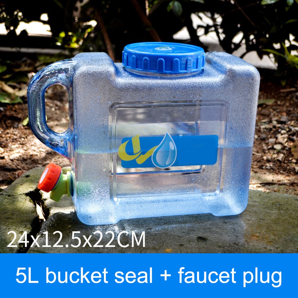 5L 8L Car Water Storage Bucket Portable Water Container Outdoor Large Capacity Water Bottle With Faucet Camping Square Barrel