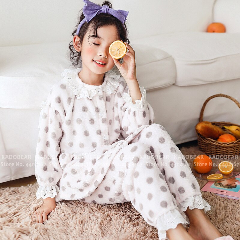 Pyjama de noël en flanelle pour enfants | Ensemble de pyjama de princesse, vêtements de nuit en peluche, fourrure d'hiver, pour tout-petits de filles