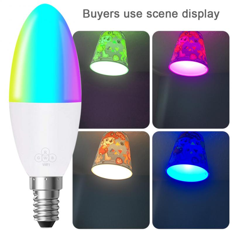 Bombilla inteligente con WiFi y Control remoto para Alexa y Google Home, bombilla LED RGB para Vela, 6W, E14/E10/E27/B22