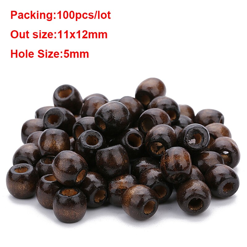 Natural Brown Wooden Beads Round Stripes Loose Spacer Wood Beads Abacus Beads For Diy Jewelry Makings Necklace Bracelets: 100pcs dark