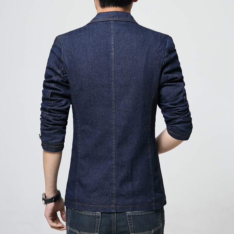 MOGU hommes veste printemps nouveauté Denim Blazer Jean manteau pour homme jolie pochette Slim Fit asiatique taille Blazer hommes