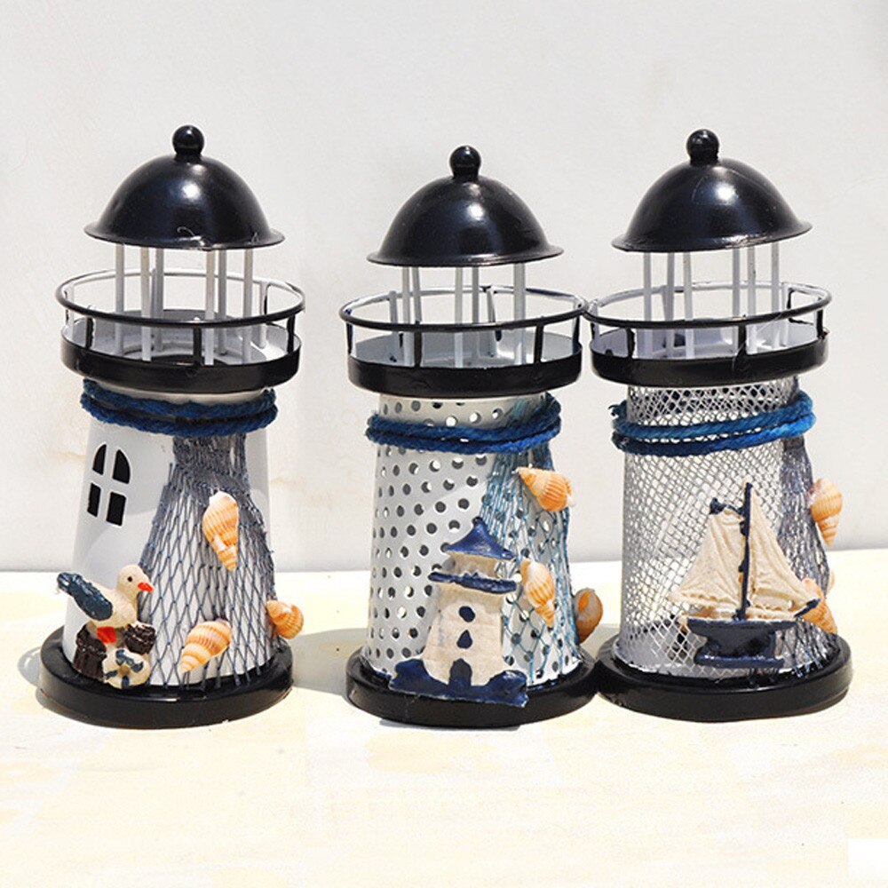 30# Lighthouse Iron Candle Holder Nautical Beach Anchor Decoration Wedding Christmas Lighting Decor Cotillon Fiestas Eventos