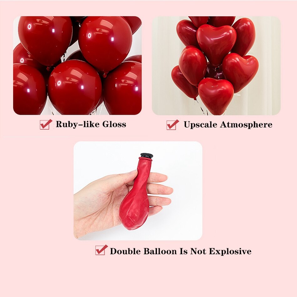 10pcs 10inch Matt Red Pomegranate Latex Balloons Birthday Party Decorations Kids DIY Double Balloons Year's Wedding Decor