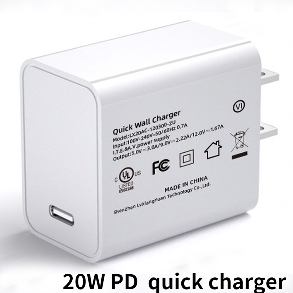 UL FCC PSE Approved US JP Plug in AC DC 20W Power Adapter Charger 5V 9V 12V Fast Charger For iPhone 13 Pro Max: Default Title