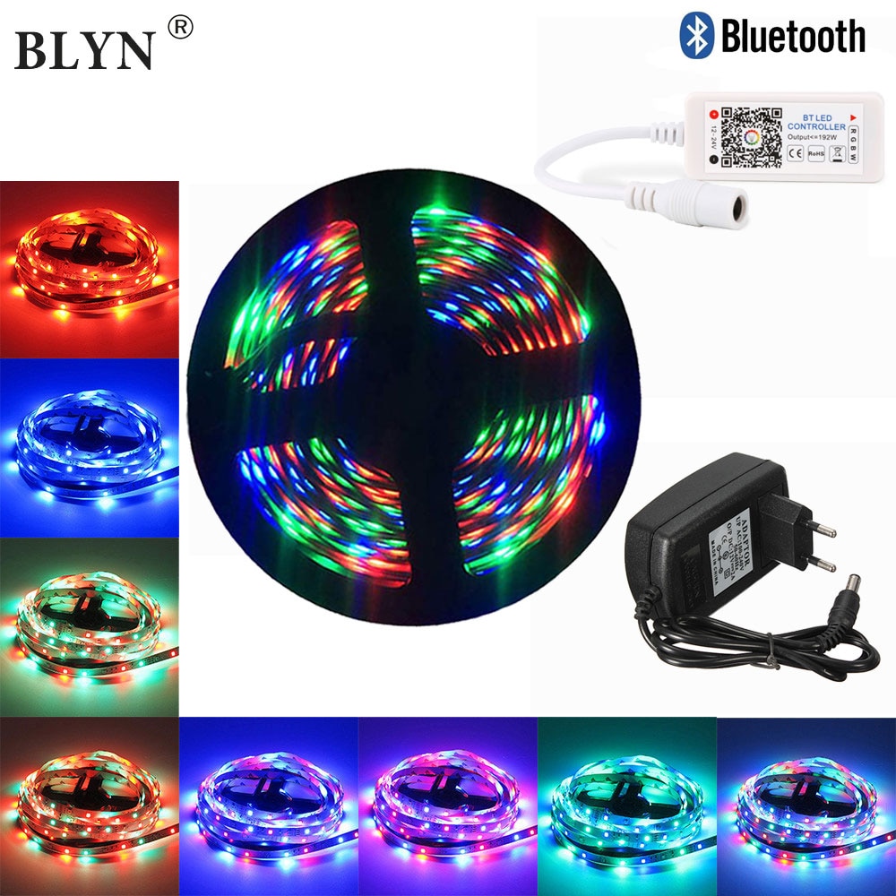 Wifi Bluetooth Rgb Led Strip 12V Flexibele Diode Tape 5M 10M Waterdicht Lint Smartphone Controle Alexa google Assistent Adapter