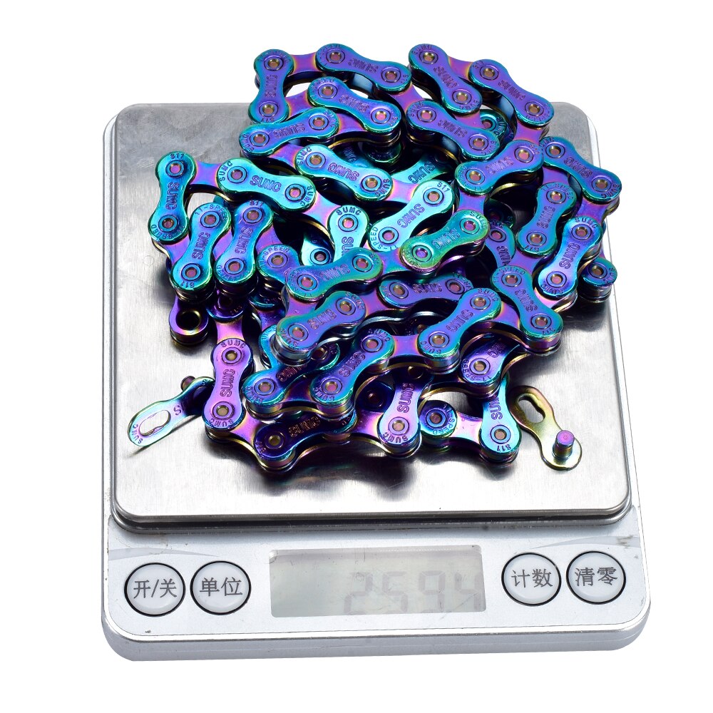 Sumc mtb rainbow chain mountainbike racefiets vouwfiets 9 10 11 12 speed ketting compatibel met shimano, sram tandwiel