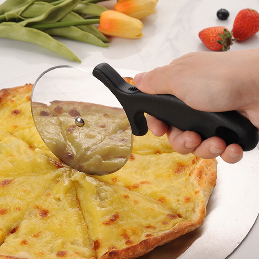 1 Set Pizza Cutter Spatula Stainless Steel Pizza Paddle Pizza Shovel Foldable Round Pizza Cutter Wheel Handheld Pizza Accessory