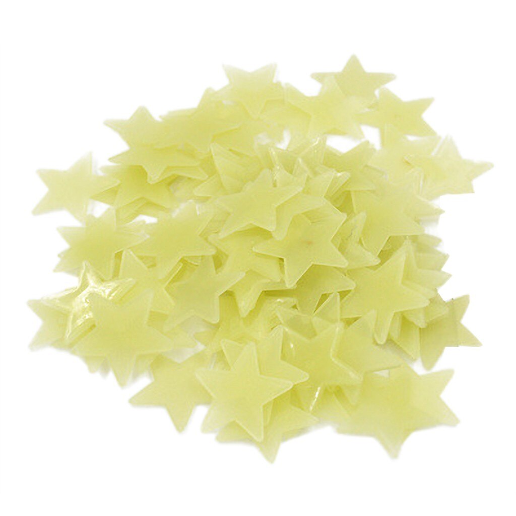 100PCS Luminous Star Wall Stickers Glow Kindergarten/Bedroom/Living/Room The Dark Star Ceiling Wall Decals: YELLOW