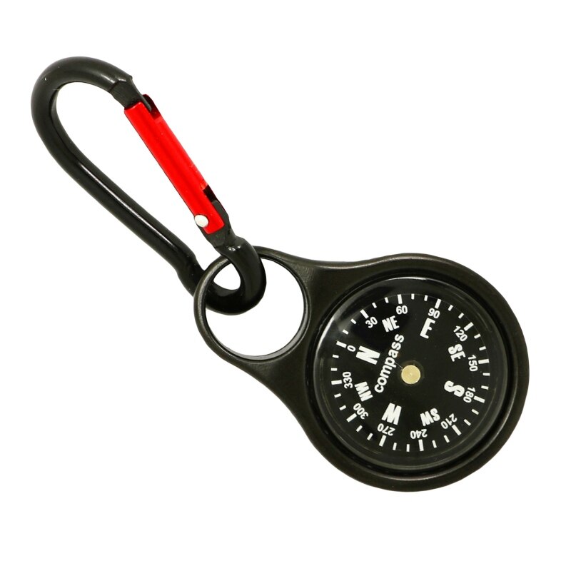 Multifunctionele Mini Karabijnhaak Kompas Thermometer Haak Sleutelhanger Outdoor Camping Sleutelhanger Snap Wandelen Survival Kompas Tool W1
