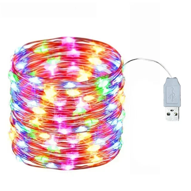 USB LED Lichterketten 5/10/20M Silber Draht Girlande Licht Wasserdichte Lichterkette Für Weihnachten Hochzeit Party Dekoration: changeable / 13W