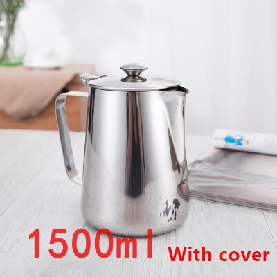 Yrp Rvs Melkopschuimer Kannen Espresso Koffie Mokken Barista Tools Cappuccino Kopjes Craft Latte Pot Keuken Accessoires: 1500ml with cover