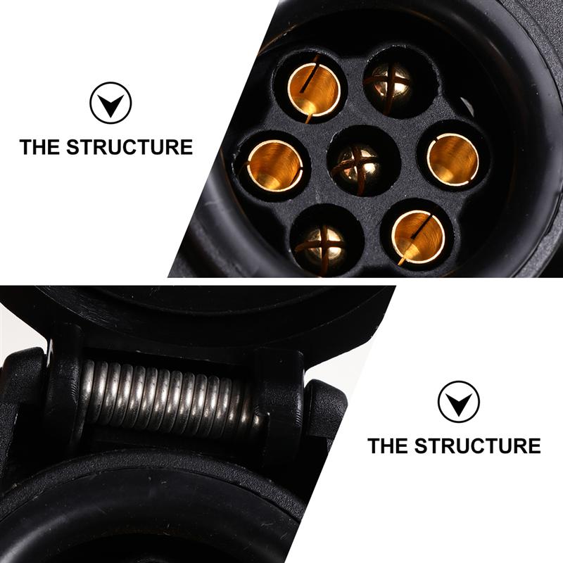 2pcs 12V 7 Pin Trailer Adapter Socket Truck Interface Socket with EU Plug